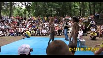 Fighting Naked Outdoors in a Crowd